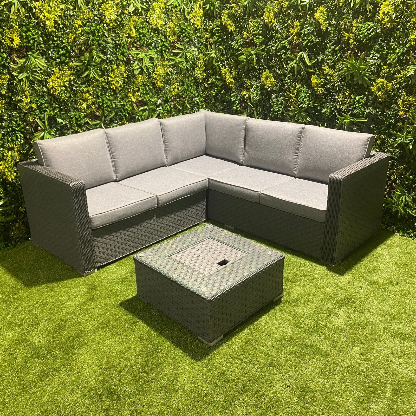 Weather-resistant rattan corner sofa sets with aluminum frame and ice bucket