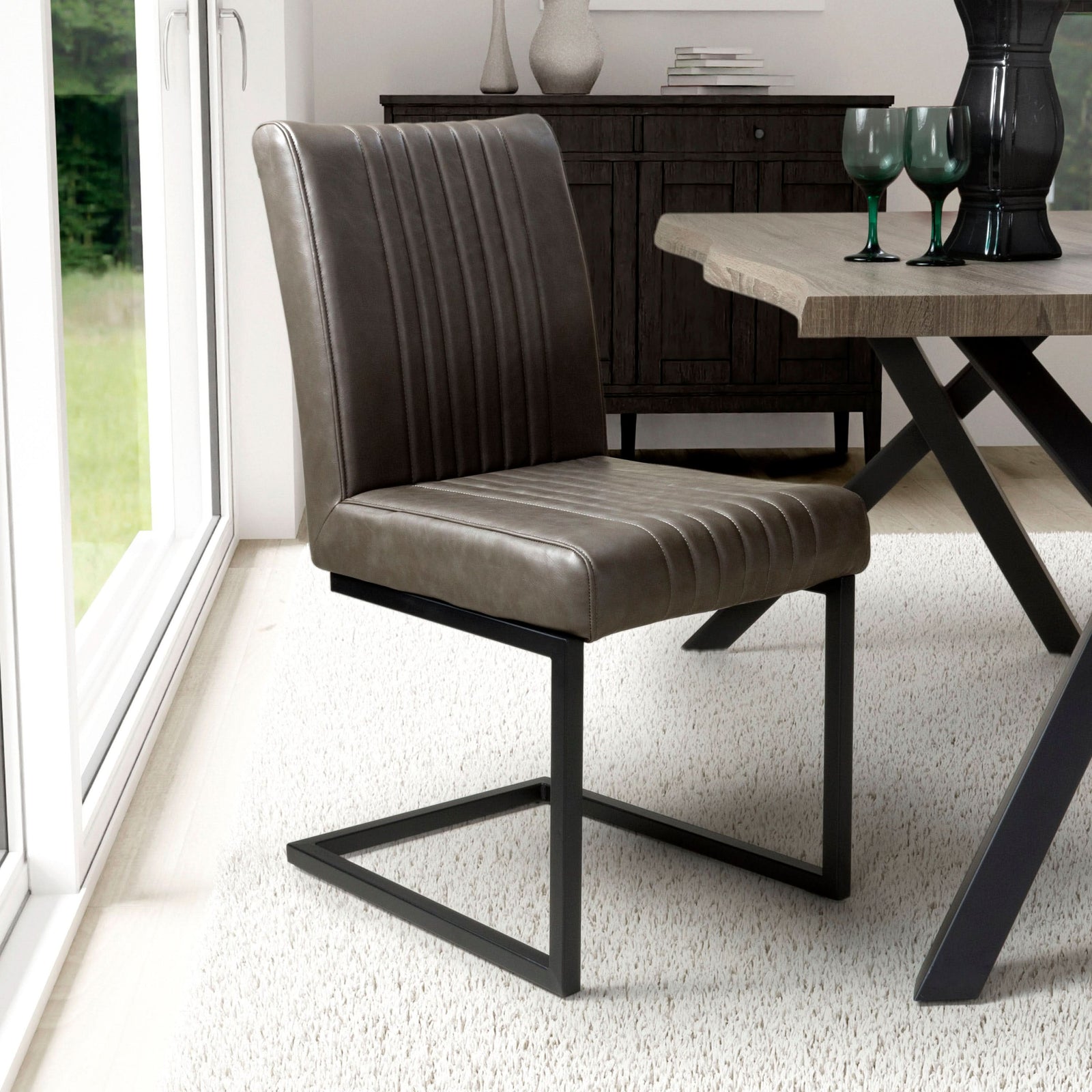 Leather effect dining chairs sale