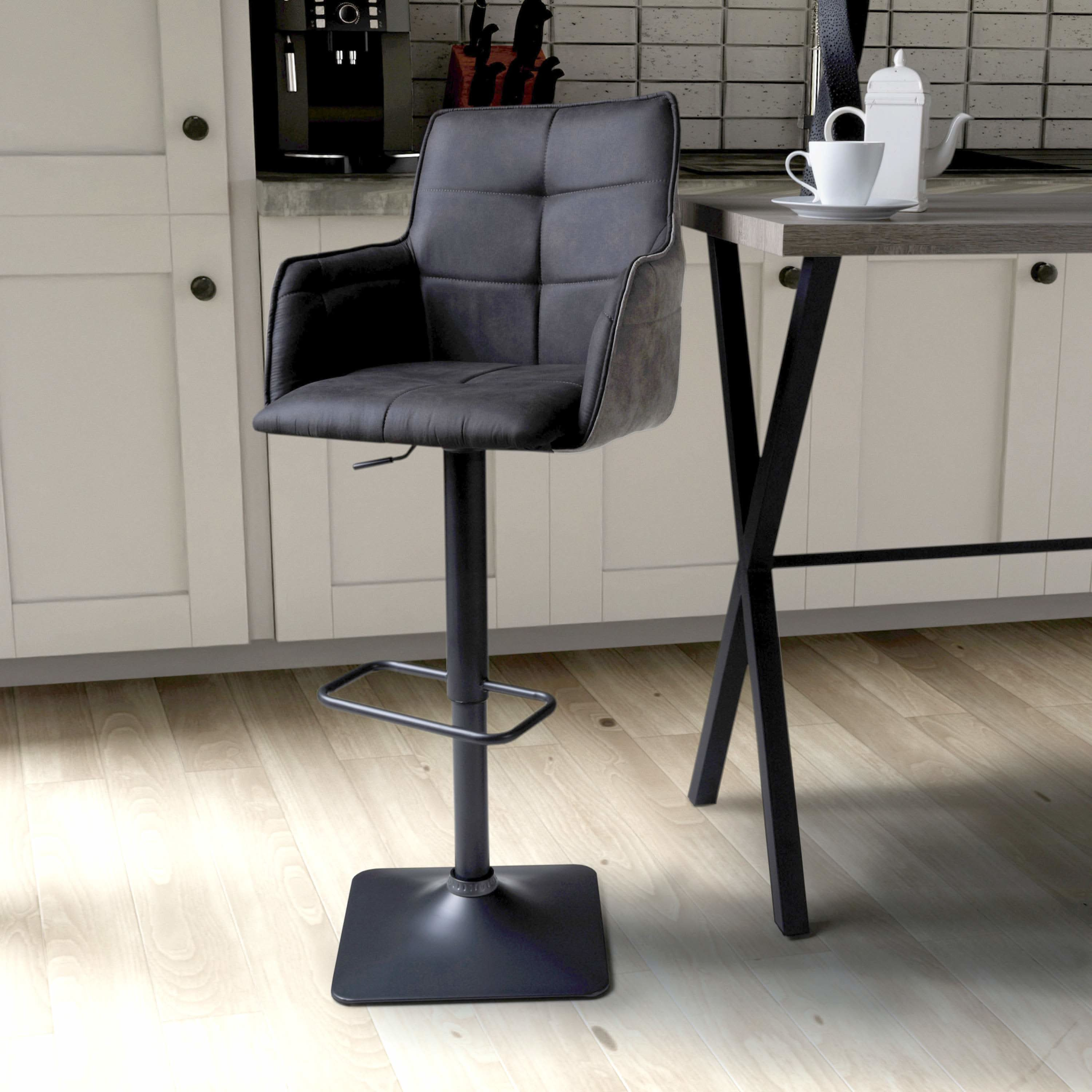 Pair of Orion Suede Effect Dark Grey Bar Stools (6730057908288) (14625445708154)