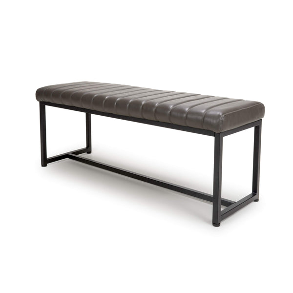 Buxton Leather Effect Grey Bench (7033880707136)