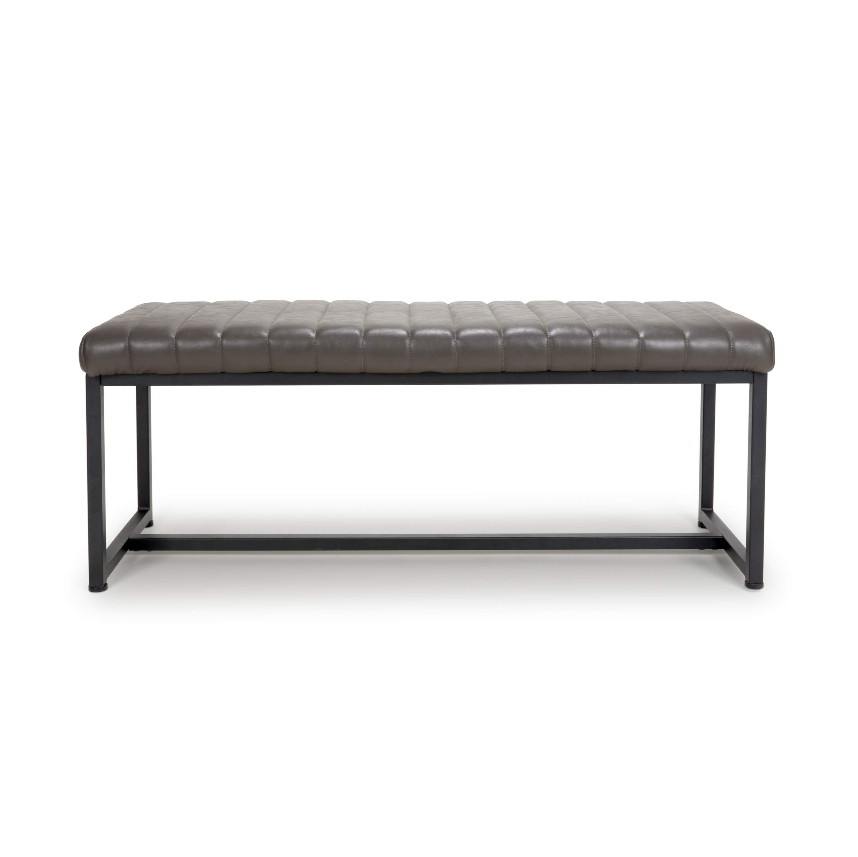 Buxton Leather Effect Grey Bench (7033880707136)