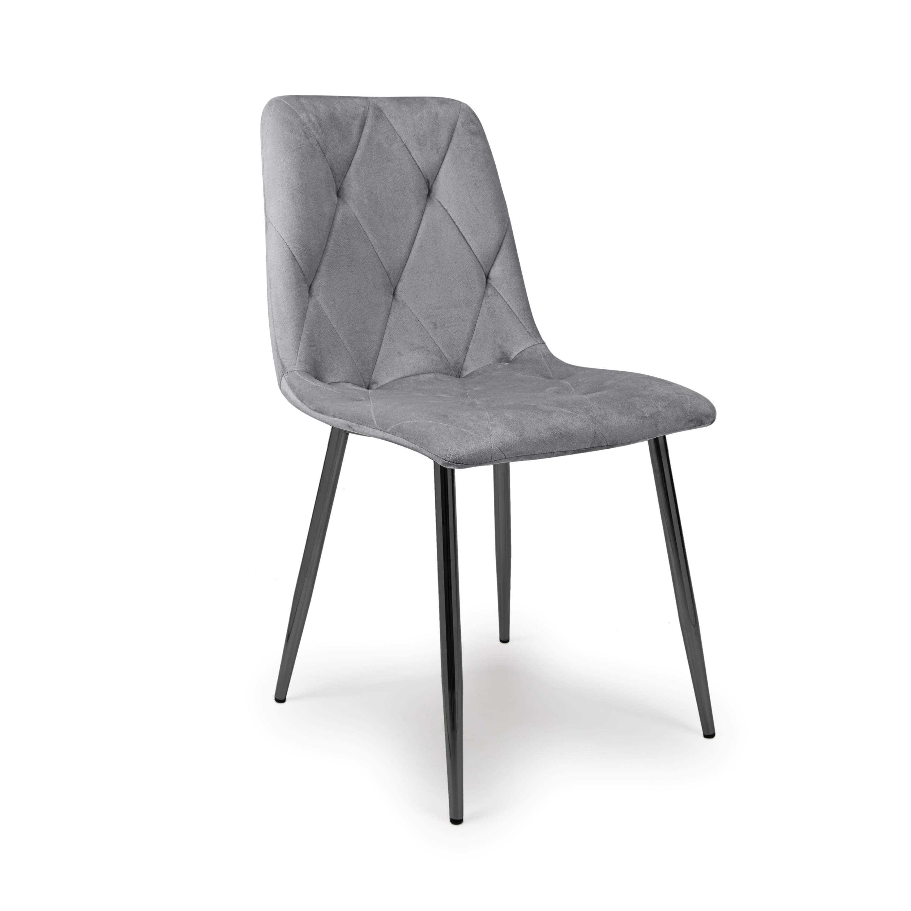 Set of 4 Luca Brushed Velvet Grey Dining Chairs (6730058170432)