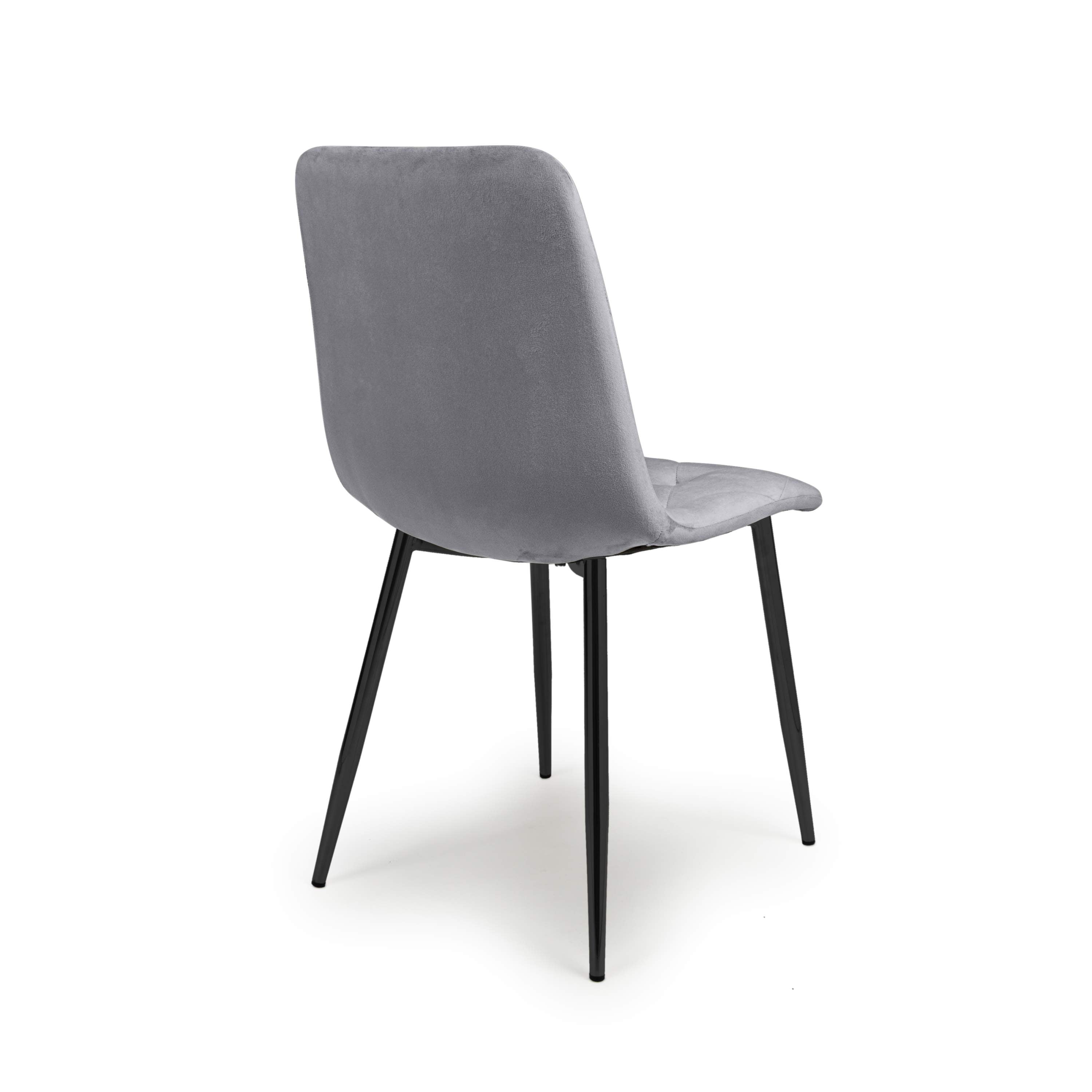 Set of 4 Luca Brushed Velvet Grey Dining Chairs (6730058170432)