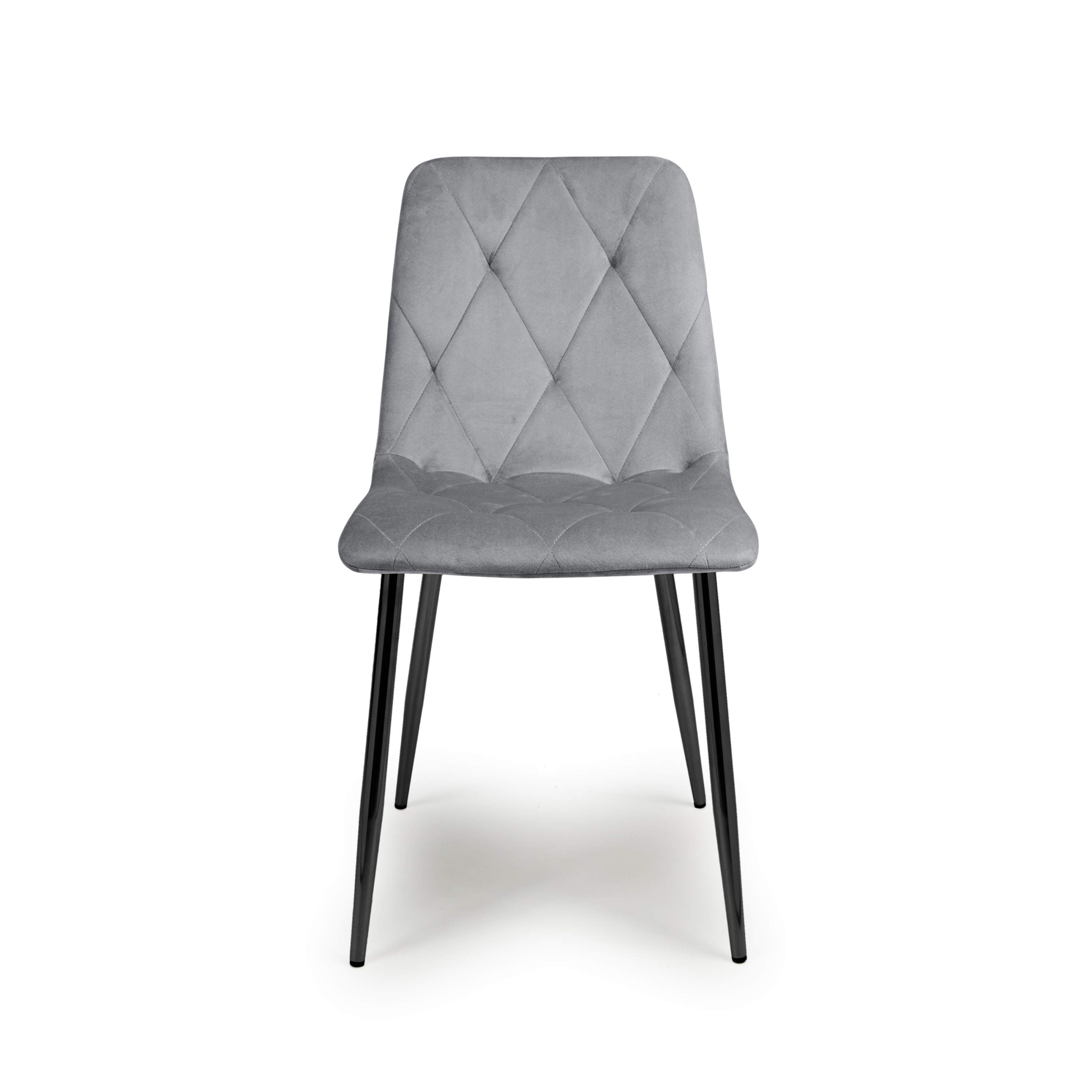 Set of 4 Luca Brushed Velvet Grey Dining Chairs (6730058170432)