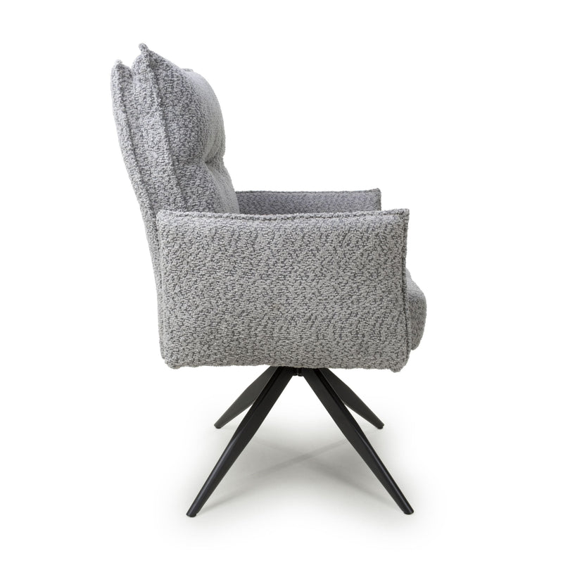 Brunswick Textured Chenille Effect Light Grey Swivel Chair (7019401183296) (14625481392506)