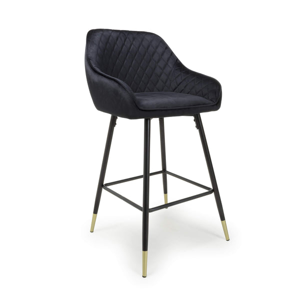 Savanna Brushed Velvet Black Bar Stool (7018382229568)