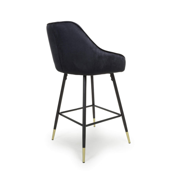 Savanna Brushed Velvet Black Bar Stool (7018382229568)