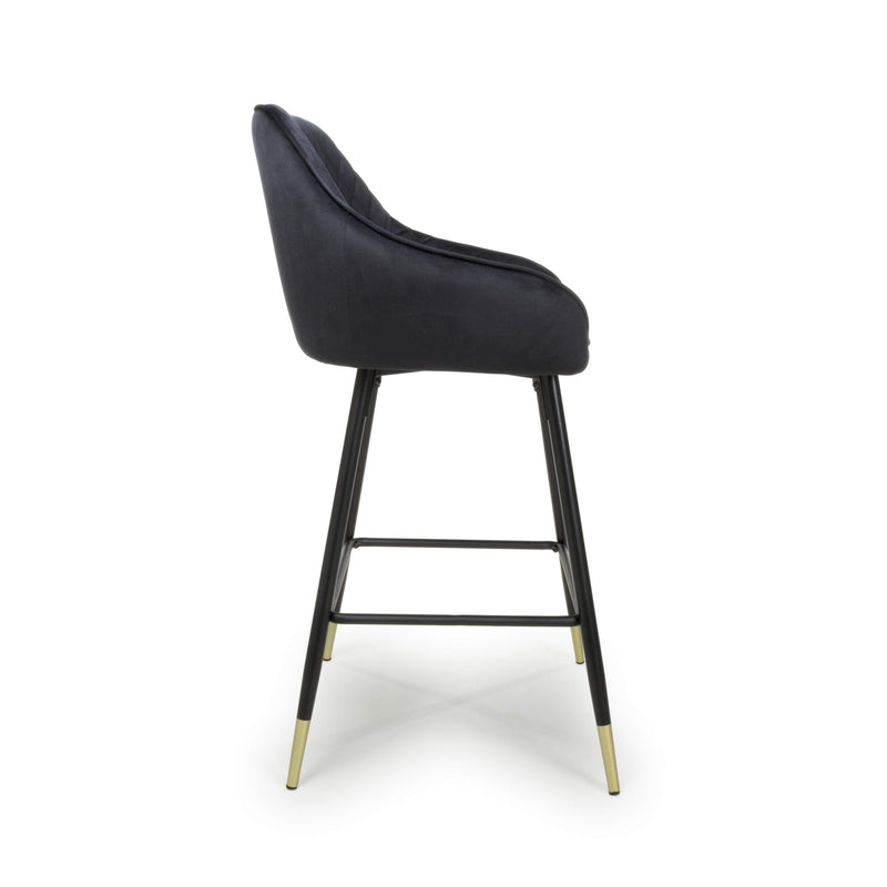 Savanna Brushed Velvet Black Bar Stool (7018382229568)