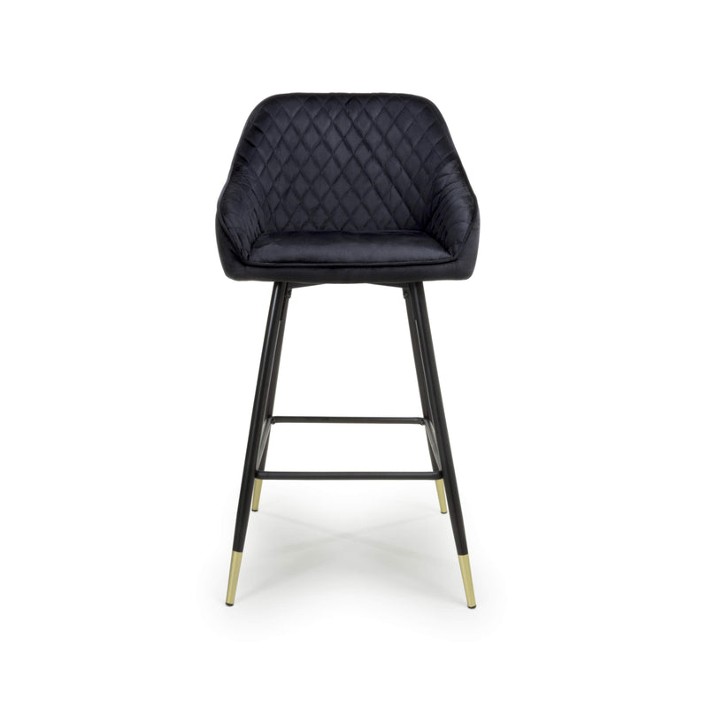 Savanna Brushed Velvet Black Bar Stool (7018382229568)