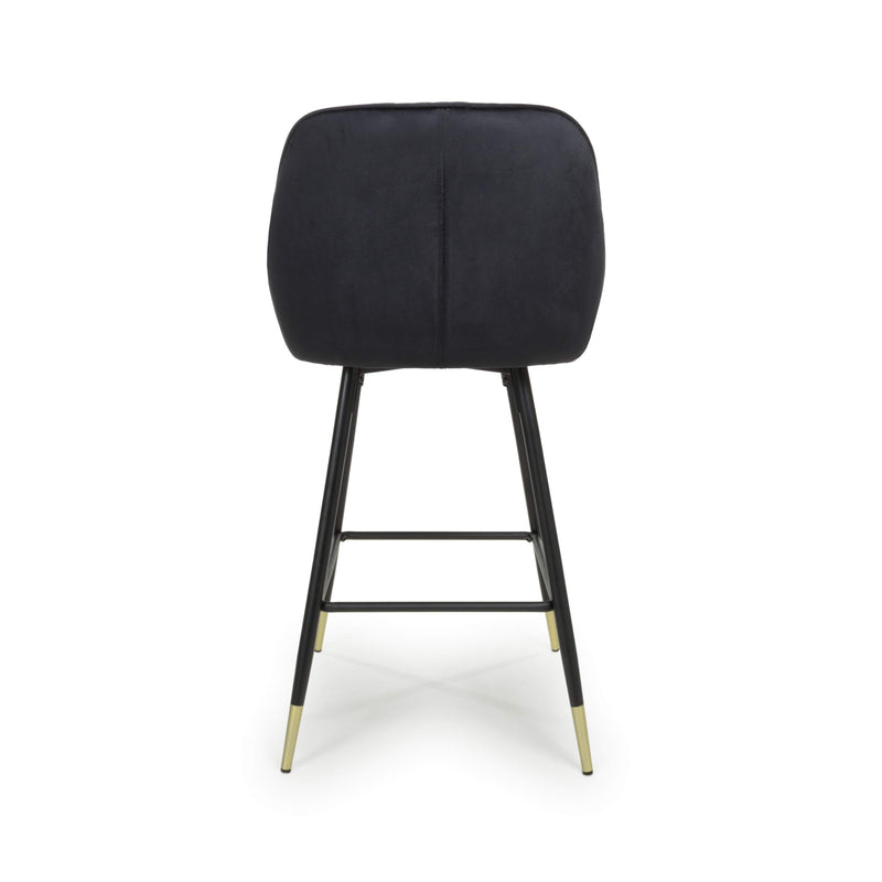 Savanna Brushed Velvet Black Bar Stool (7018382229568)