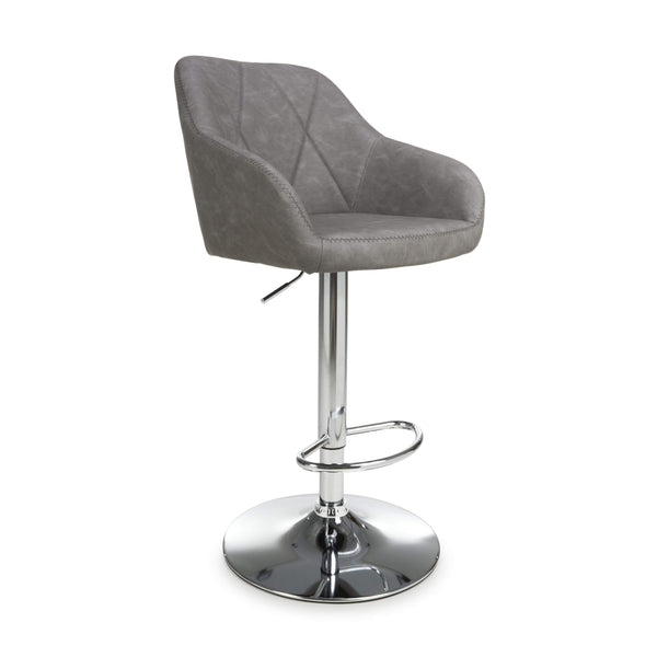 Serena Leather Effect Charcoal Bar Stool (7018382295104)