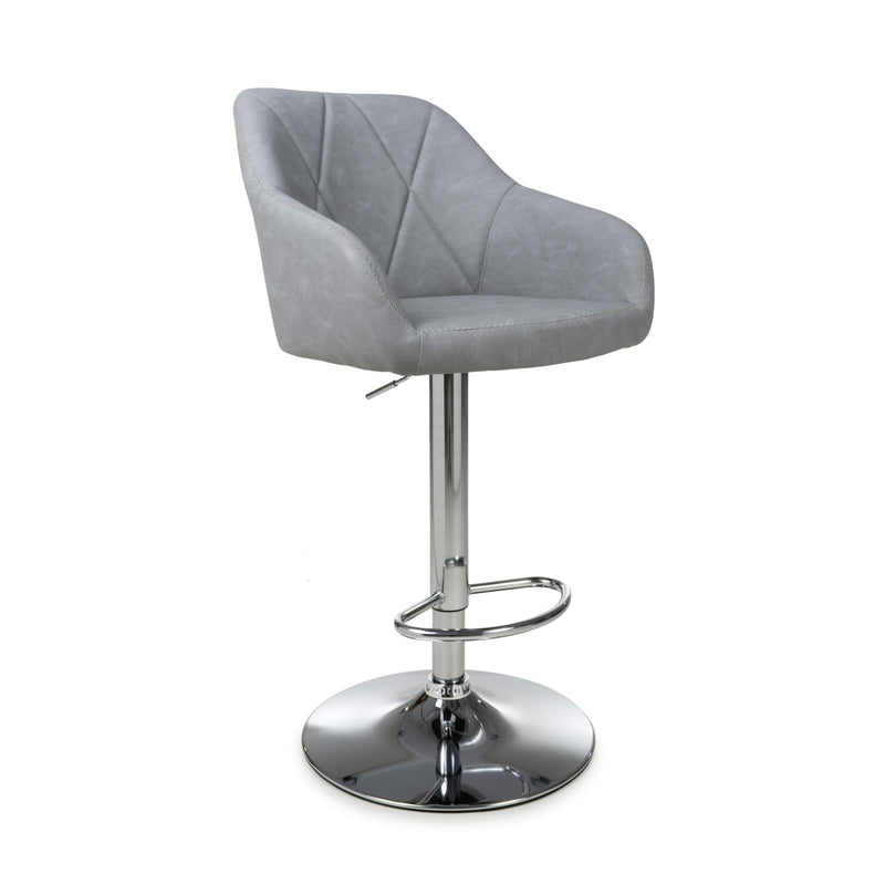 Serena Leather Effect Light Grey Bar Stool (7018382327872)