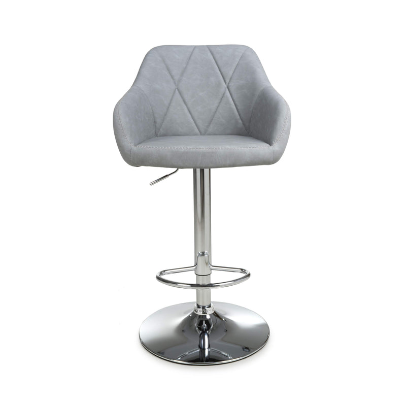 Serena Leather Effect Light Grey Bar Stool (7018382327872)