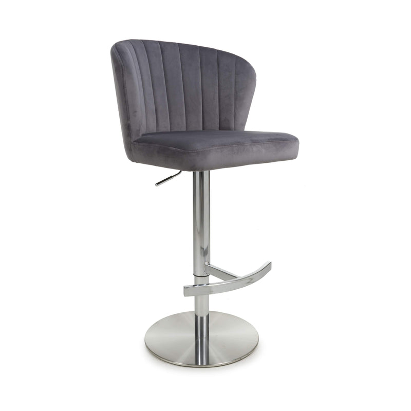 Sigma Brushed Velvet Grey Bar Stool (7018382590016)