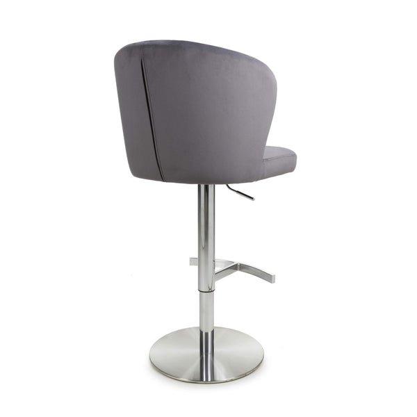 Sigma Brushed Velvet Grey Bar Stool (7018382590016)