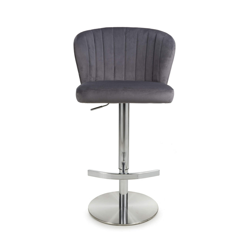 Sigma Brushed Velvet Grey Bar Stool (7018382590016)