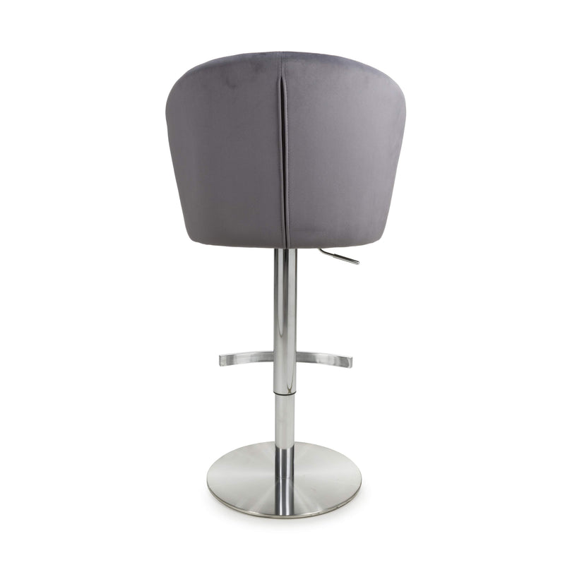 Sigma Brushed Velvet Grey Bar Stool (7018382590016)