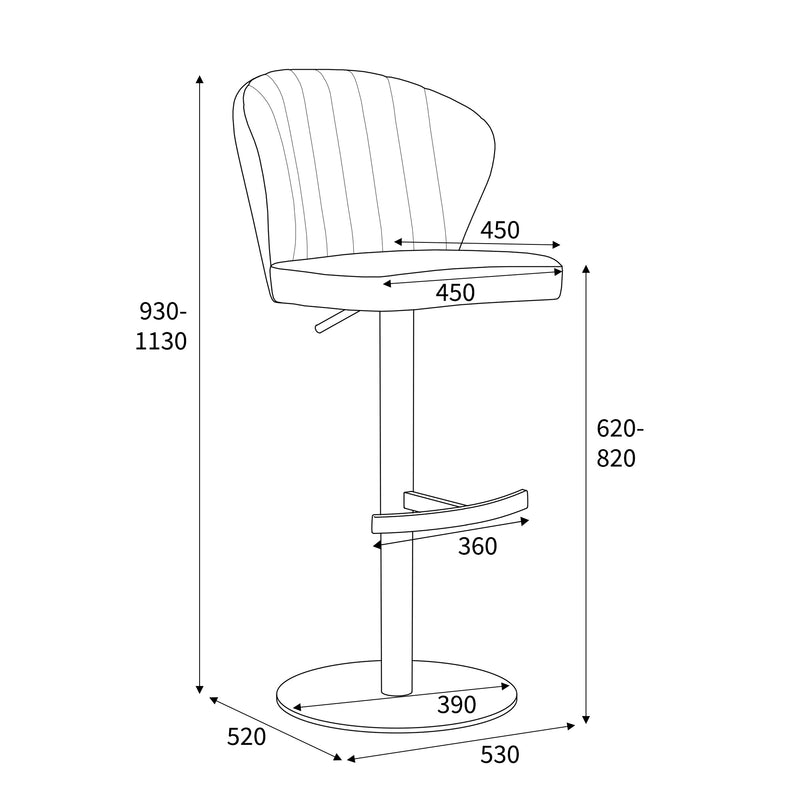 Sigma Brushed Velvet Mink Bar Stool (7018382557248)