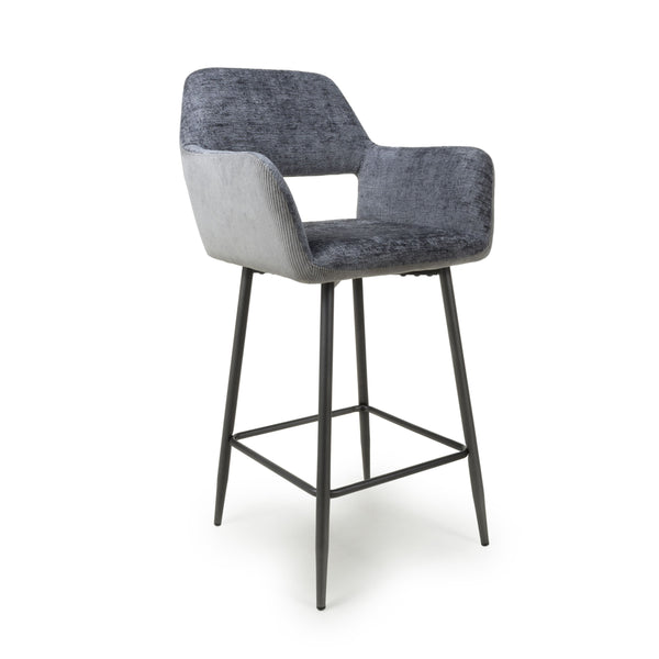 Sorento Chenille Corduroy Blue/Grey Bar Chair (7018382655552)