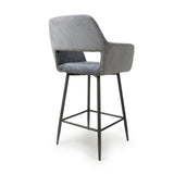 Sorento Chenille Corduroy Blue/Grey Bar Chair (7018382655552)