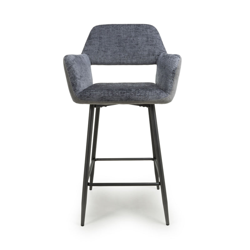 Sorento Chenille Corduroy Blue/Grey Bar Chair (7018382655552)