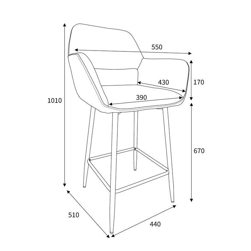 Sorento Chenille Corduroy Blue/Grey Bar Chair (7018382655552)