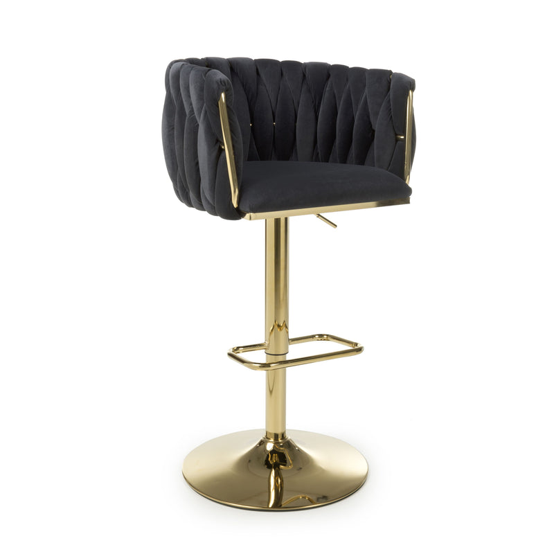 Bellaire Brushed Velvet Black Bar Stool (7019401543744)