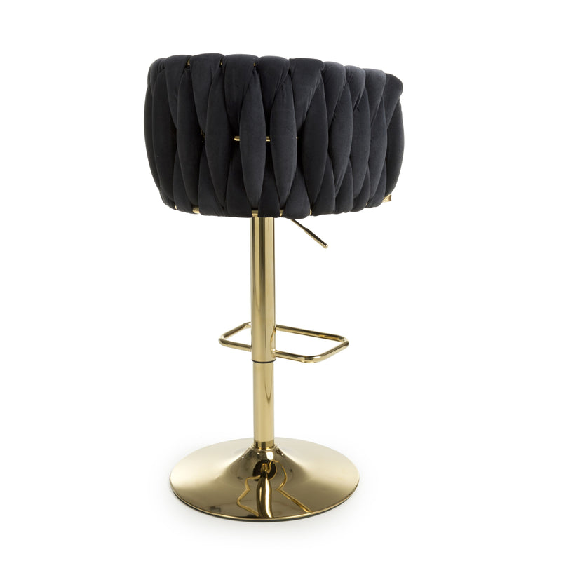 Bellaire Brushed Velvet Black Bar Stool (7019401543744)