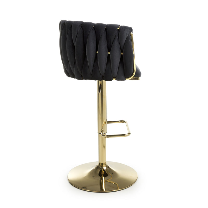 Bellaire Brushed Velvet Black Bar Stool (7019401543744)