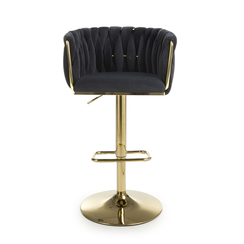 Bellaire Brushed Velvet Black Bar Stool (7019401543744)