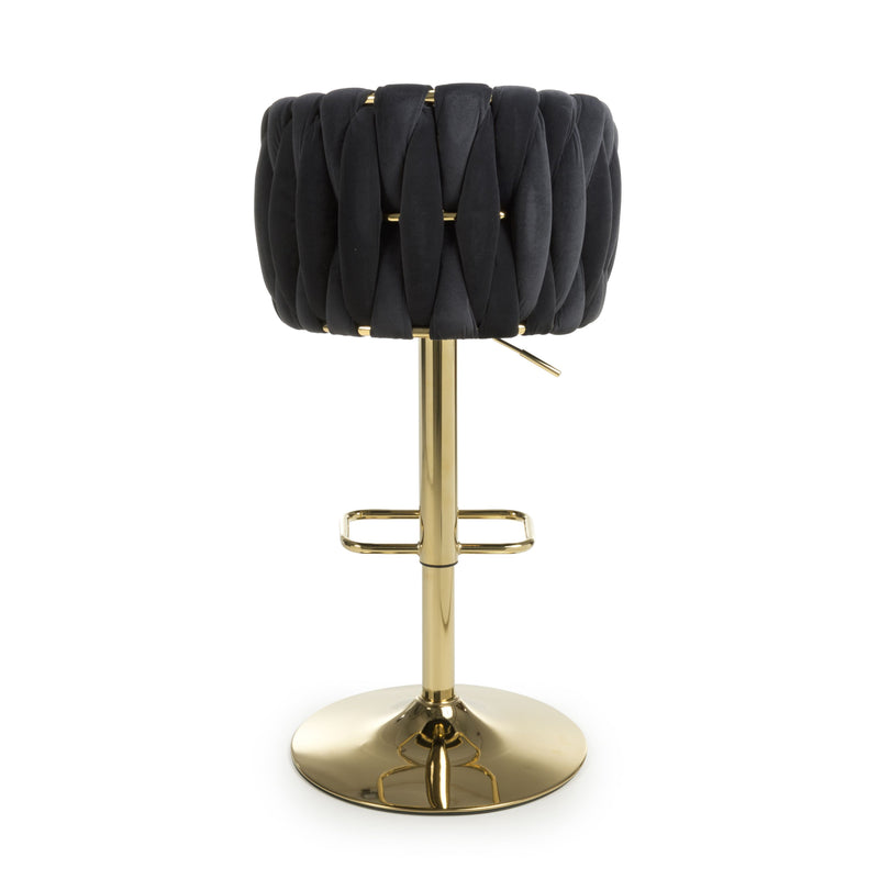 Bellaire Brushed Velvet Black Bar Stool (7019401543744)