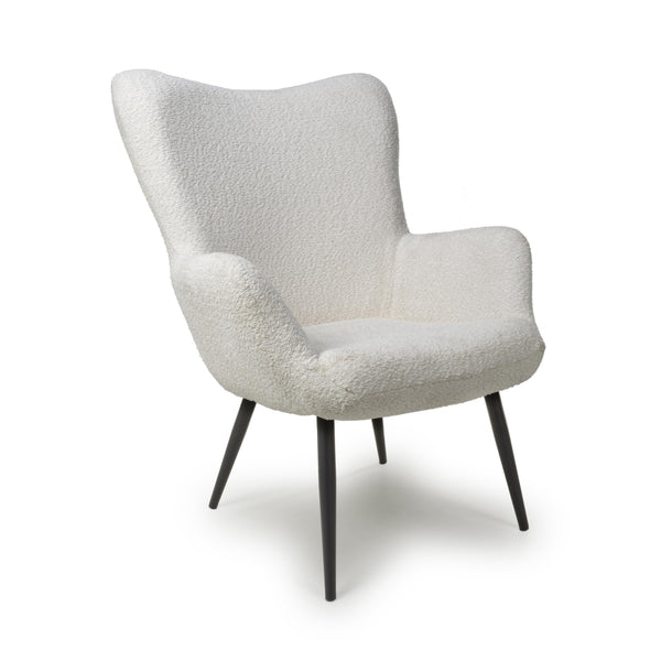 Bordeaux Textured Chenille Effect White Armchair (7019401707584)