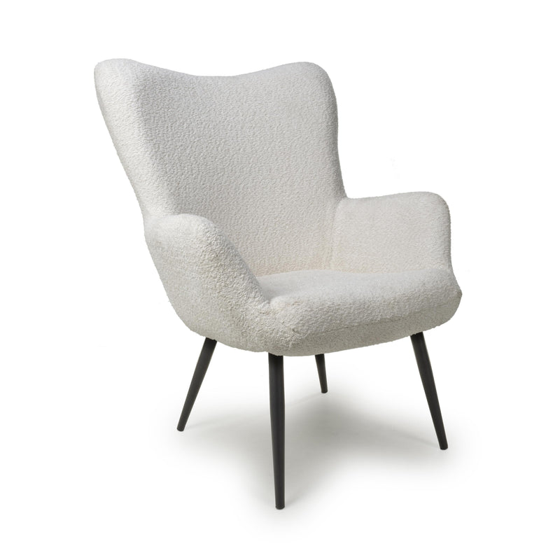 Bordeaux Textured Chenille Effect White Armchair (7019401707584)