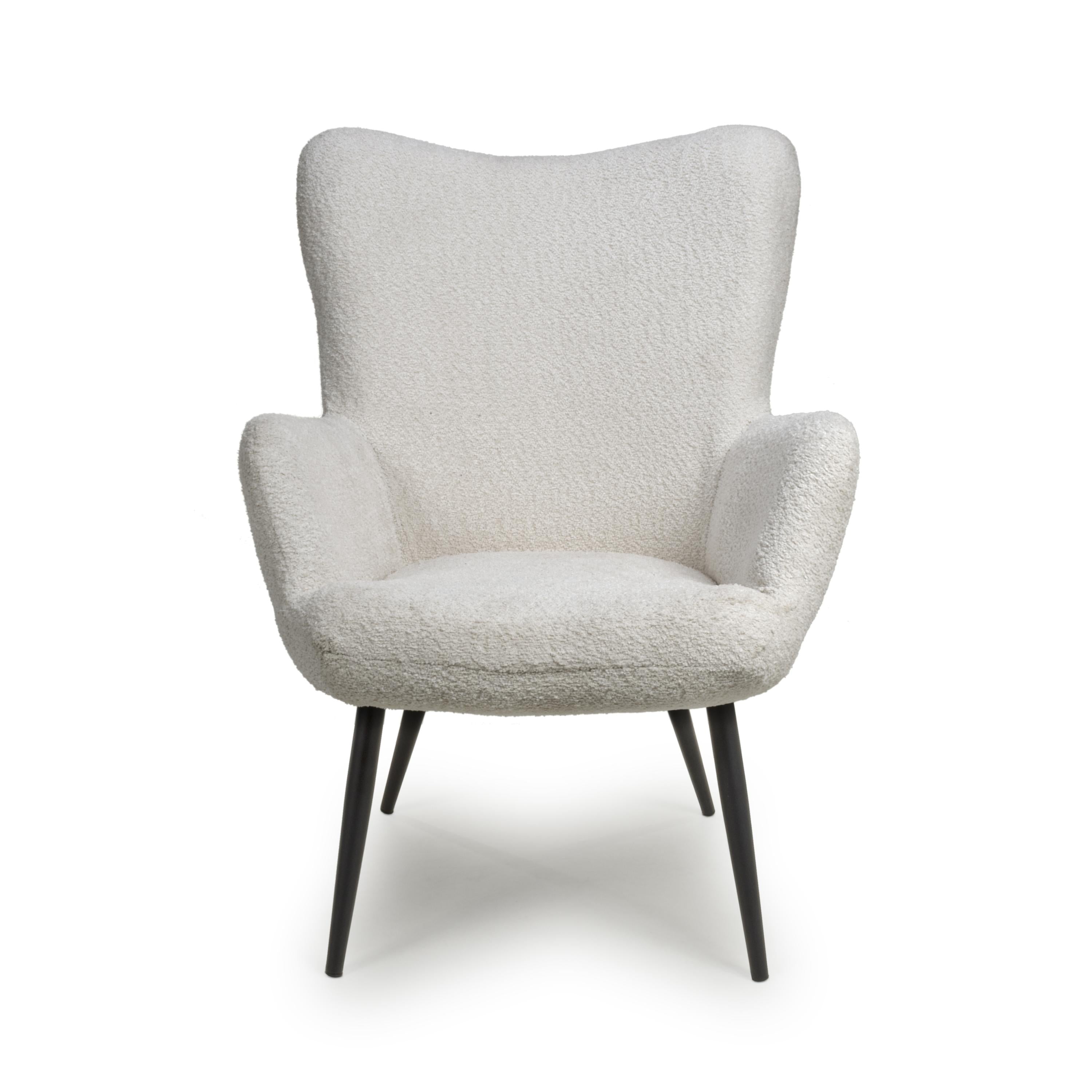 Bordeaux Textured Chenille Effect White Armchair (7019401707584)