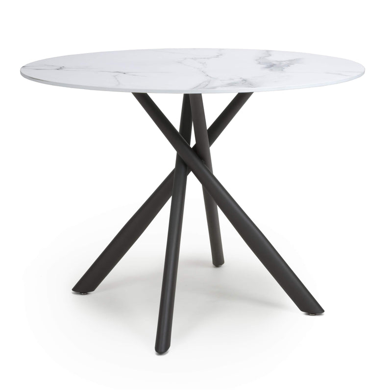 Alexa White Round Dining Table with Dark Grey Holden Chairs (14626905424250)