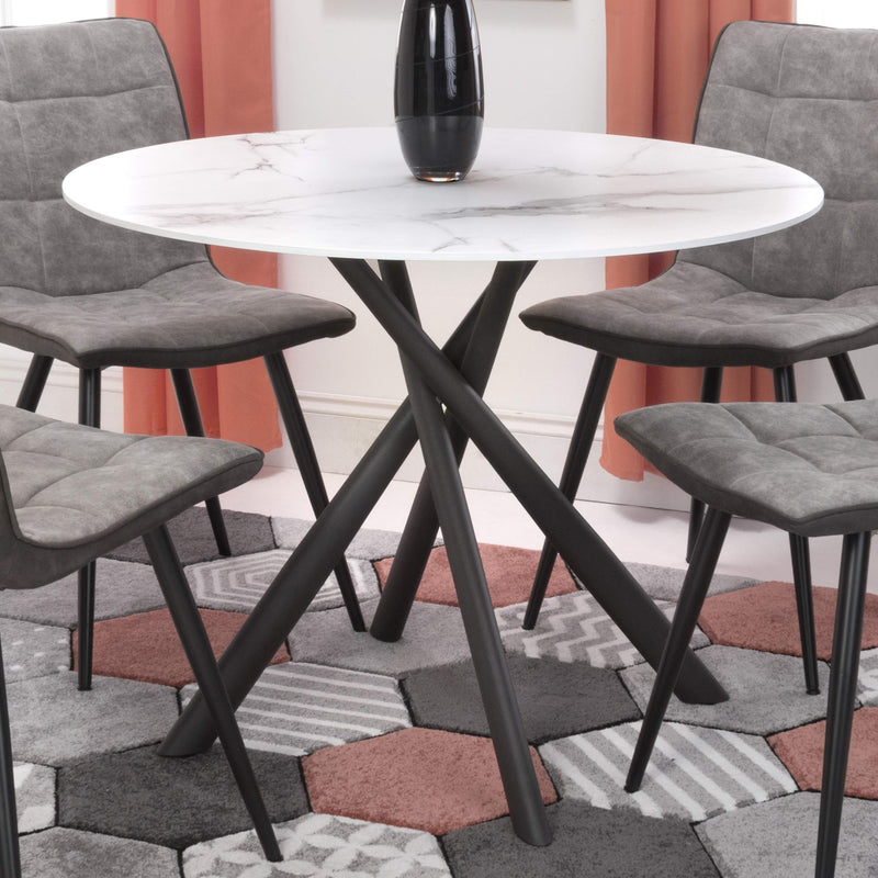 Alexa White Round Dining Table with Dark Grey Holden Chairs (14626905424250)