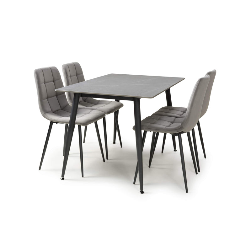 Stockholm 1.2m Grey Dining Table with Grey Loft Dining Chairs (14627351658874)