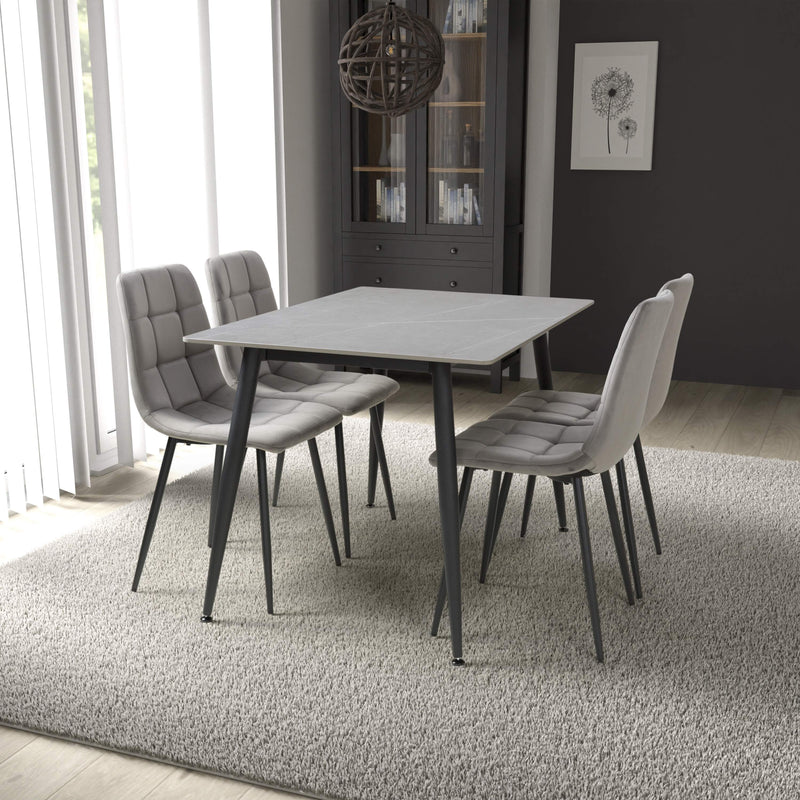 Stockholm 1.2m Grey Dining Table with Grey Loft Dining Chairs (14627351658874)