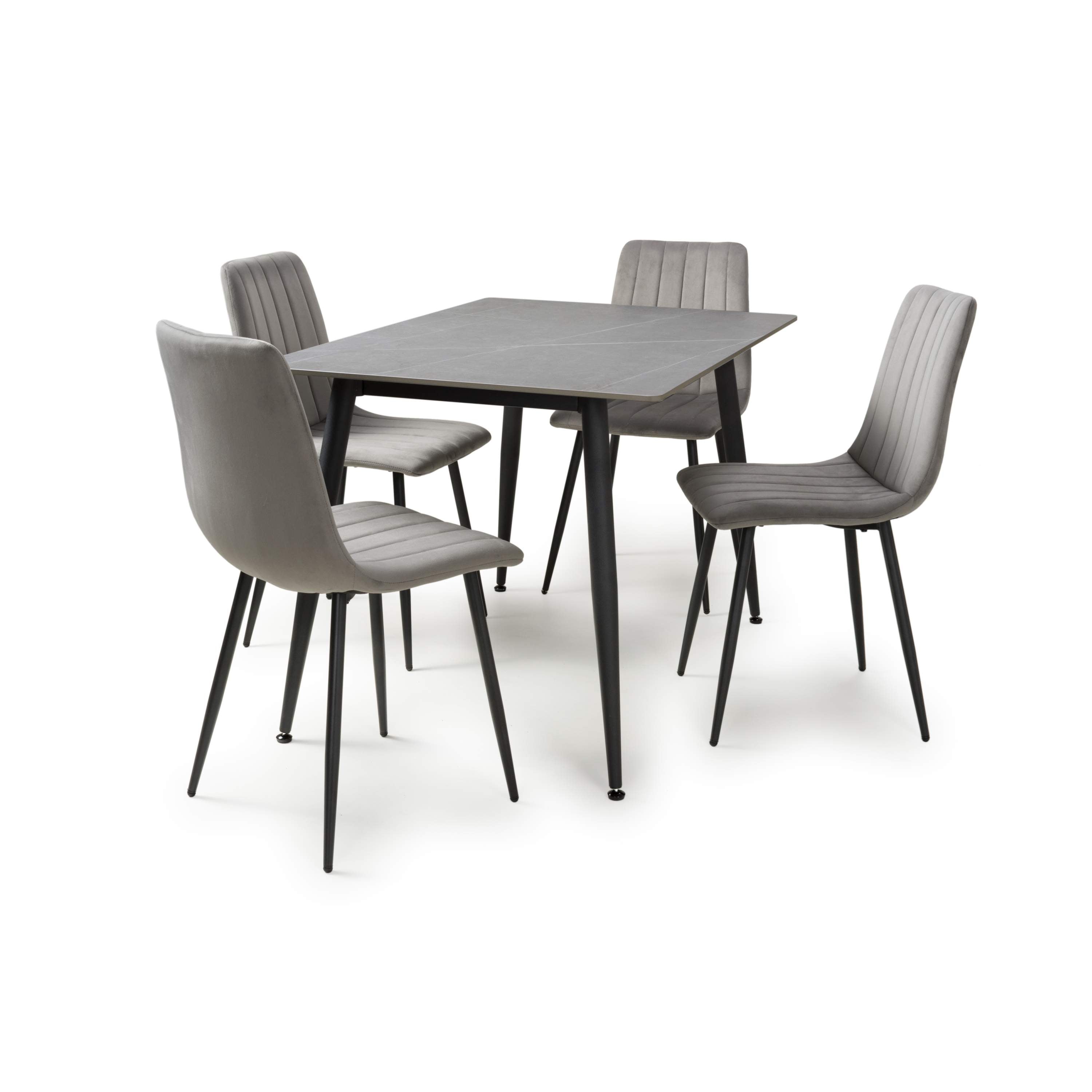 Stockholm 1.2m Grey Dining Table with Grey Leo Dining Chairs (14627351986554)