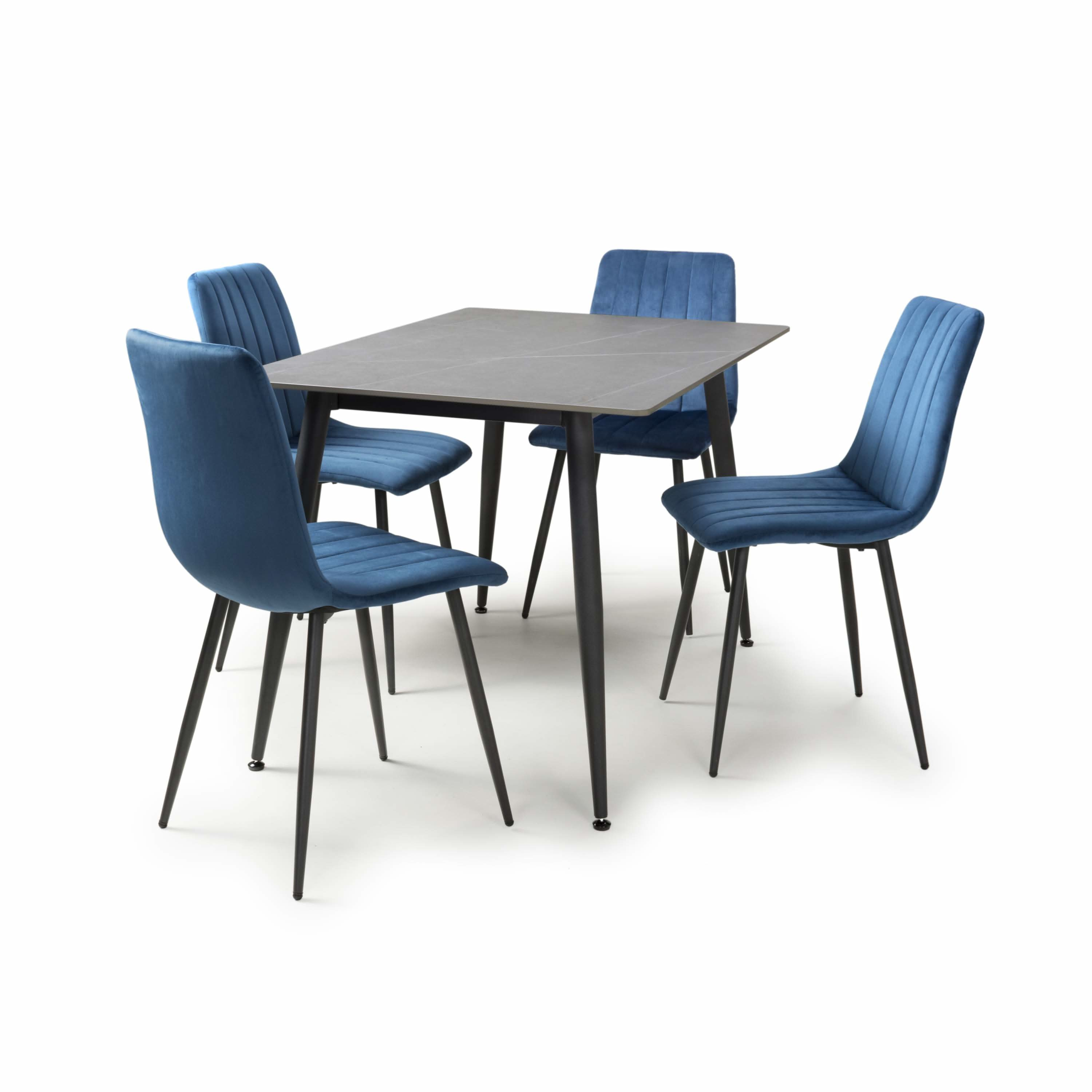 Monaco 1.2m Grey & 4 Lisbon Blue Dining Set (7018383212608) (7033689702464) (7033887162432) (7033889390656)