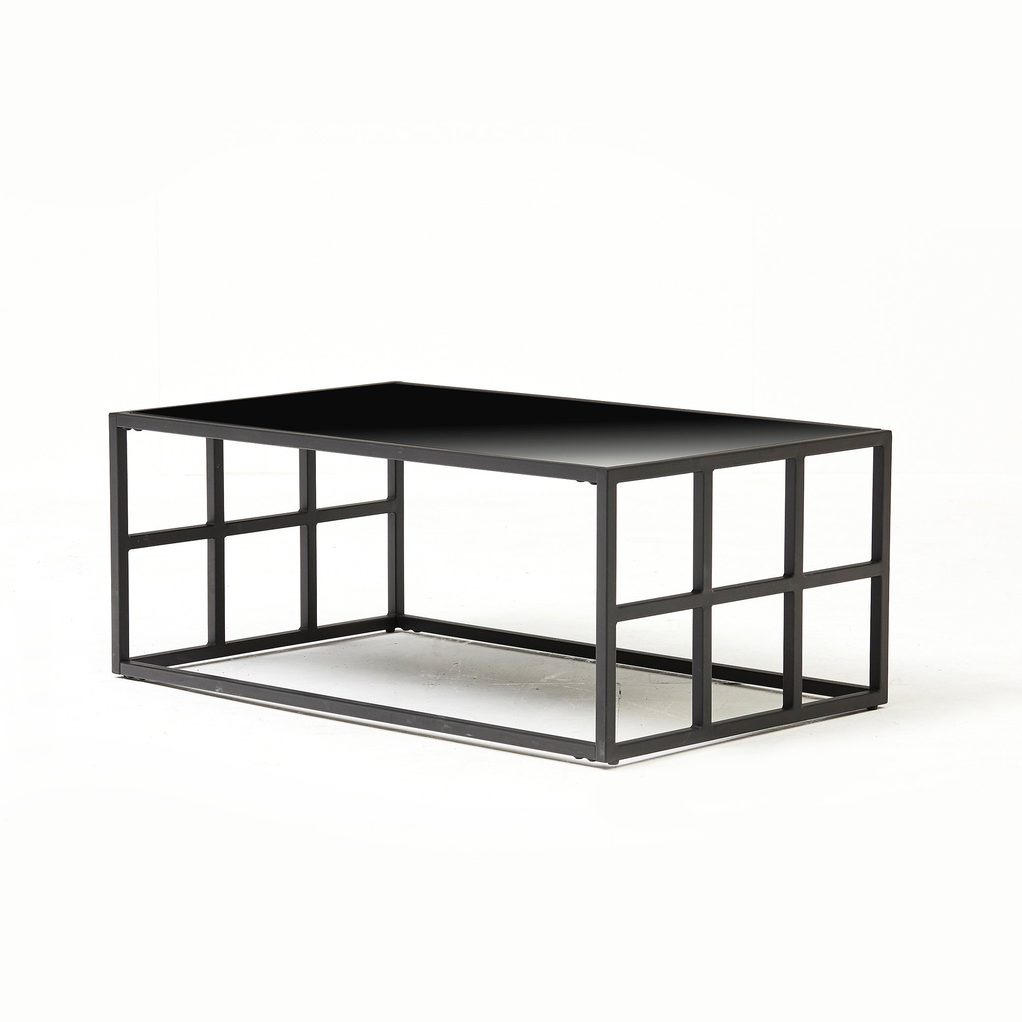 Manhattan Coffee Table with Black Glass Top (6830590787648)