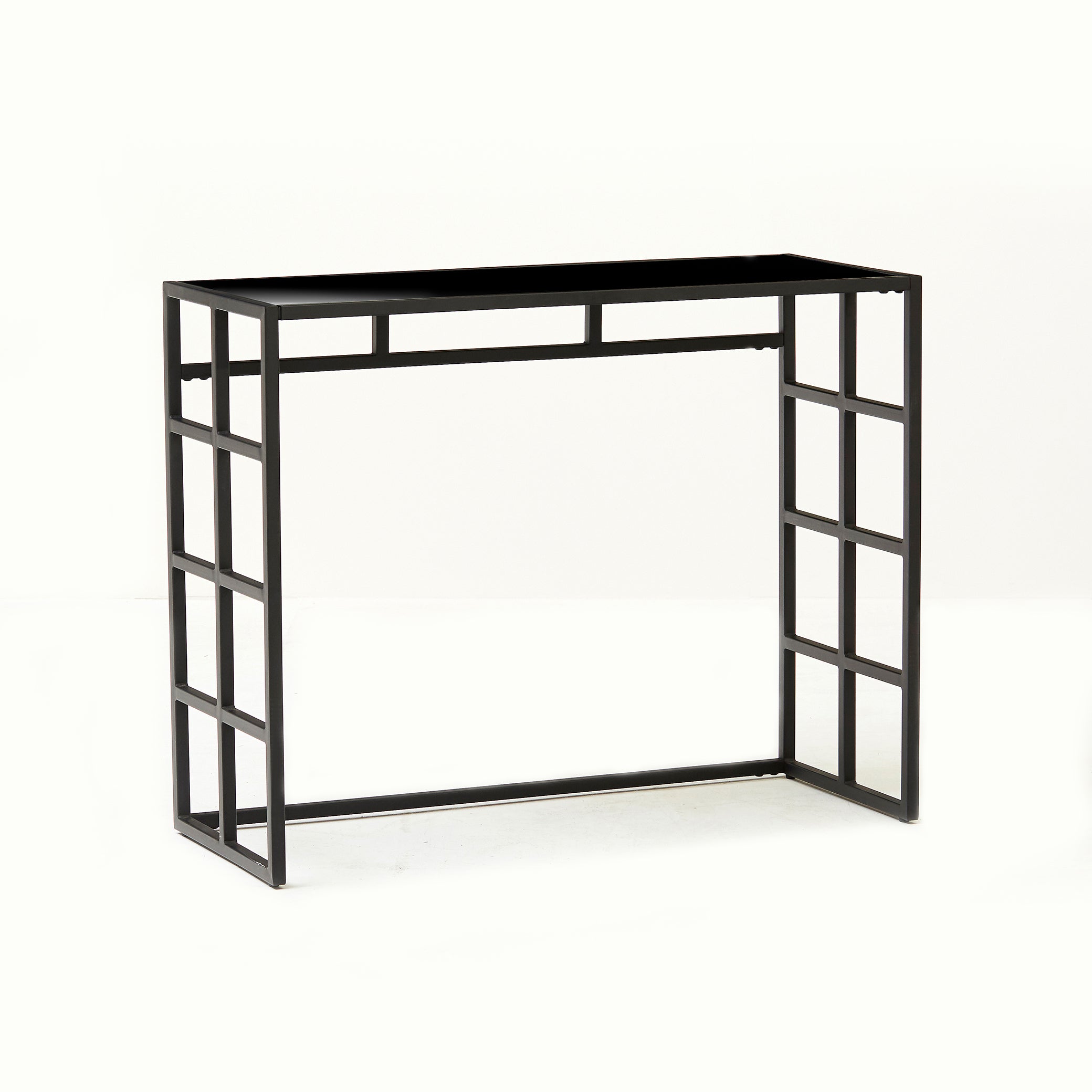 Manhattan Console Table with Black Glass Top (6830591606848)