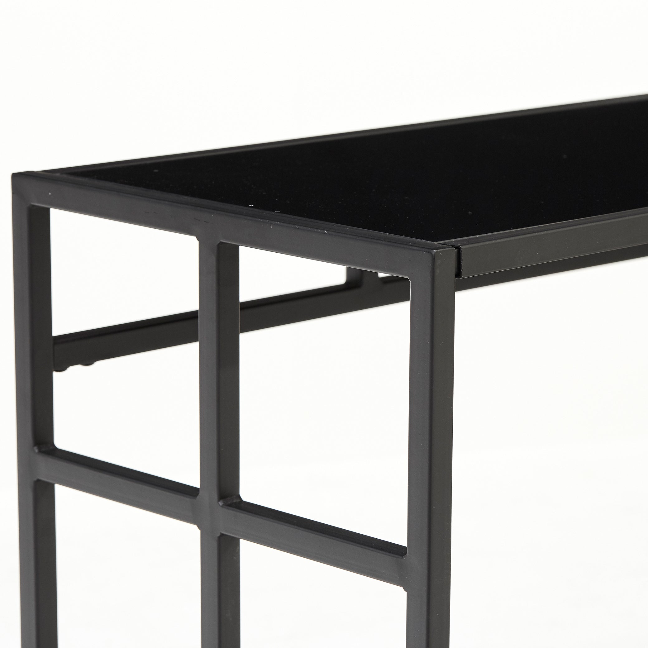 Manhattan Console Table with Black Glass Top (6830591606848)