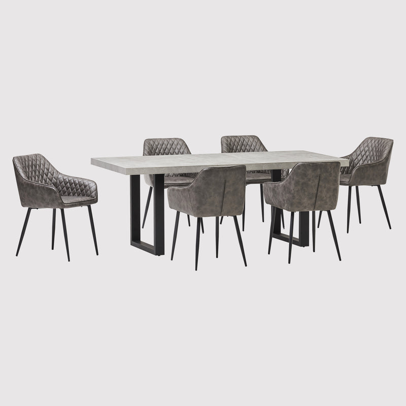 New York Concrete Effect Extending Dining Table with Brooklyn Chairs (6960316350528)