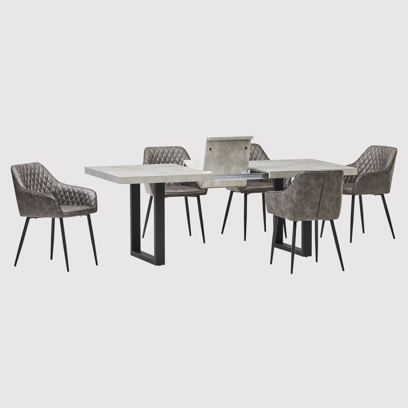 New York Concrete Effect Extending Dining Table with Brooklyn Chairs (6960316350528)