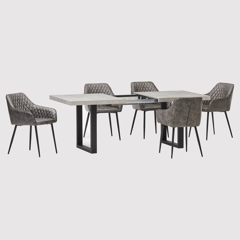 New York Concrete Effect Extending Dining Table with Brooklyn Chairs (6960316350528)