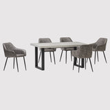 New York Concrete Effect Extending Dining Table with Brooklyn Chairs (6960316350528)