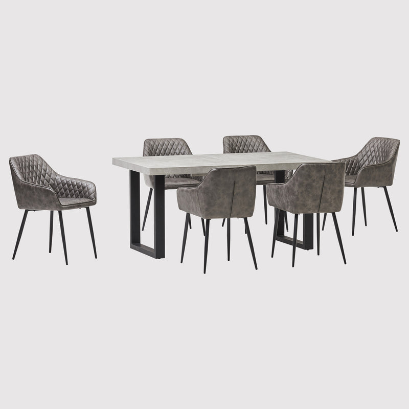 New York Concrete Effect Extending Dining Table with Brooklyn Chairs (6960316350528)