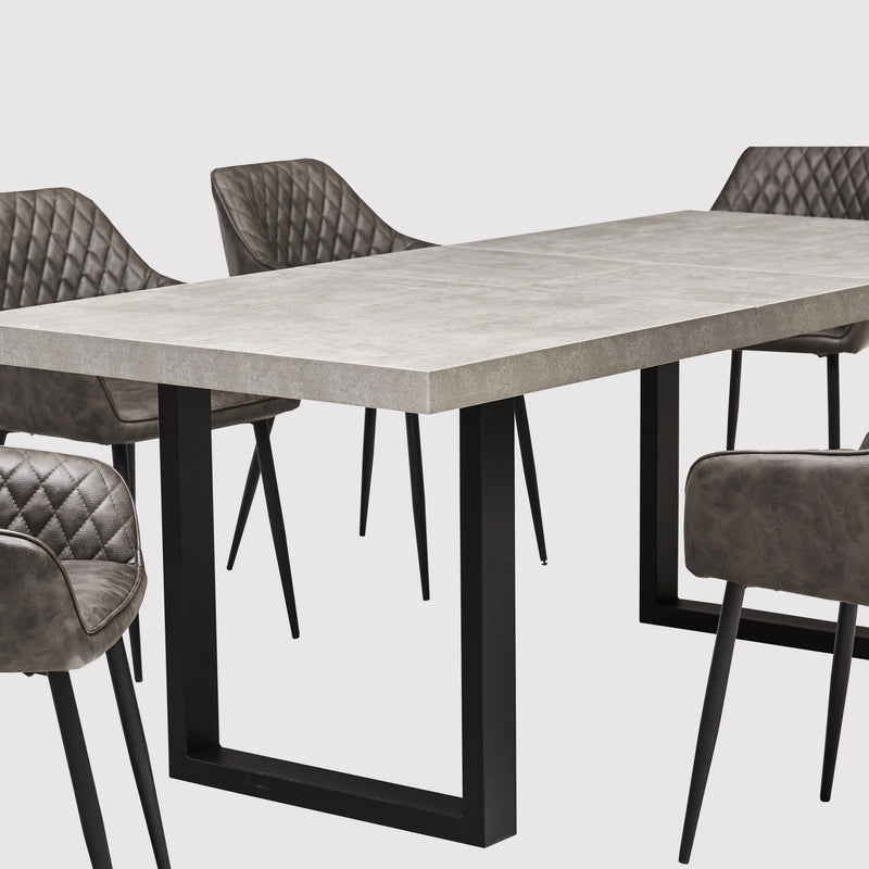 New York Concrete Effect Extending Dining Table with Brooklyn Chairs (6960316350528)