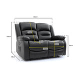 Alva Electric Recliner Sofa Black 2 Seater (7021285408832)